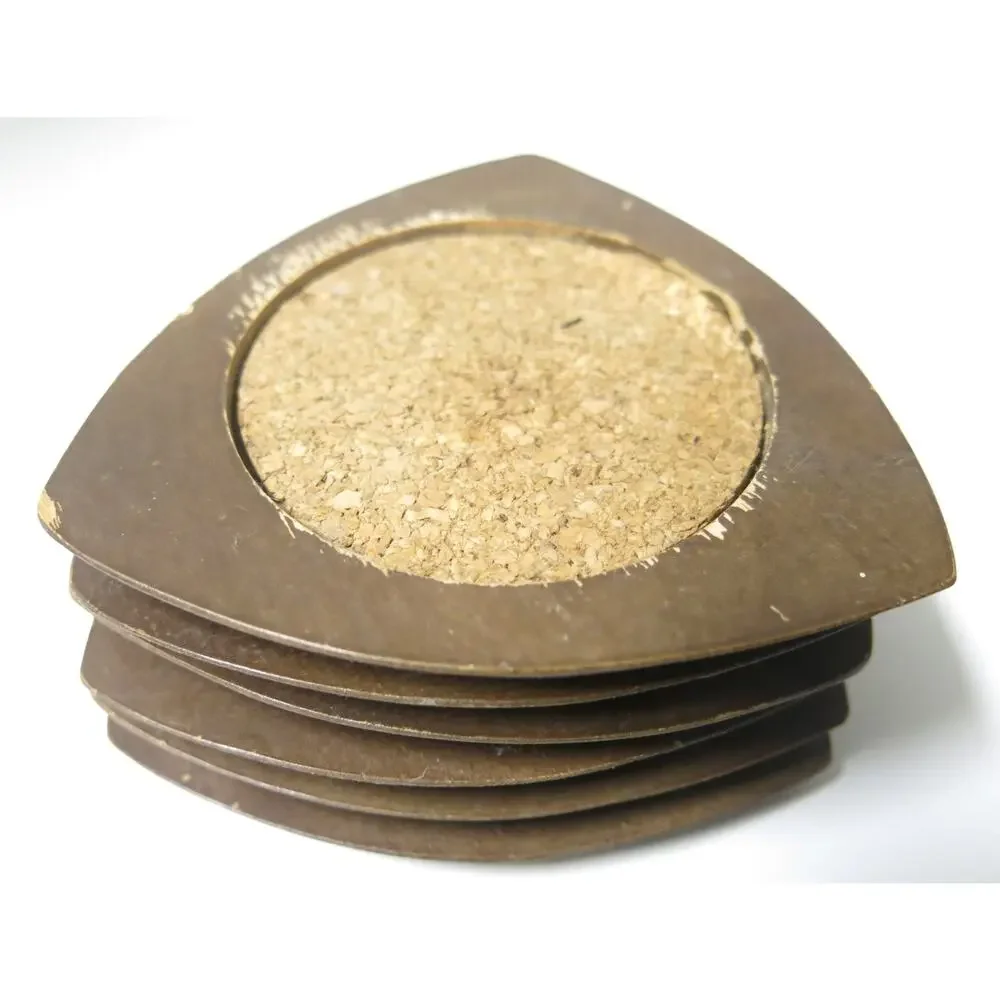 Vintage Coaster Set Wood Cork Mid Century Modern Japan Serv Wood Hand Carved